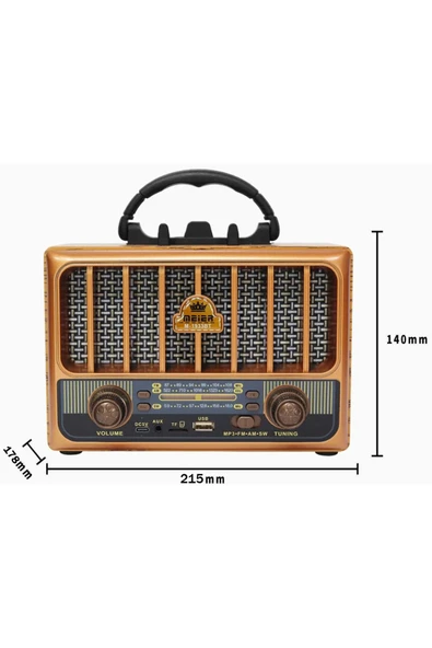 Coverzone Retro Radyo Taşınabilir Bluetooth Speaker Hoparlör Klasik Antika Tarzı USB Girişli Klasik M-1933BT - 4