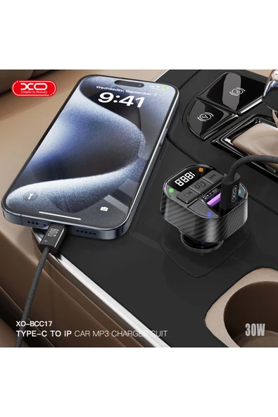 Xo BCC17 Araç Bluetooth V5.3 MP3 Ve Şarj Cihazı, Type-C Örgü Kablo,30W PD Hızlı Şarj,FM Verici,MP3/WAV - 3