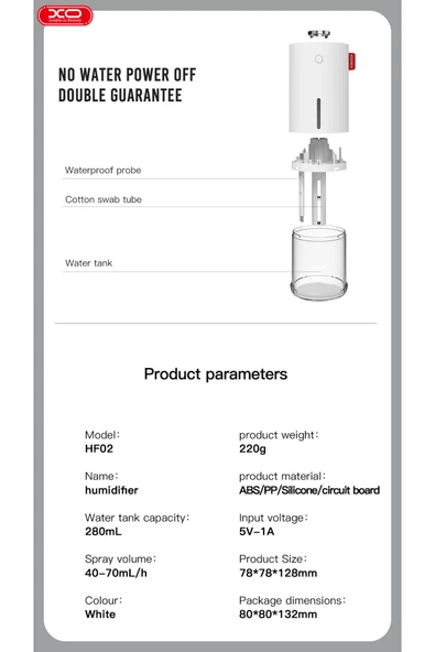 Xo Mini Hava Nemlendirici Ve Aroma Difüzörü Hf02,ultra Sessiz 280ml Su Haznesi, Led Ortam Aydınlatması - 7