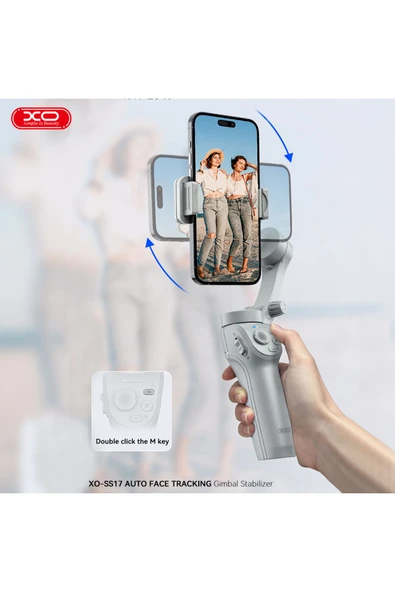 Xo Smart Gimbal Stabilizer SS17,Yüz Takibi,330°,Telefon Video Stabilizatörü,3600 mAh,Gimbal Show Uyumlu - Resim 3