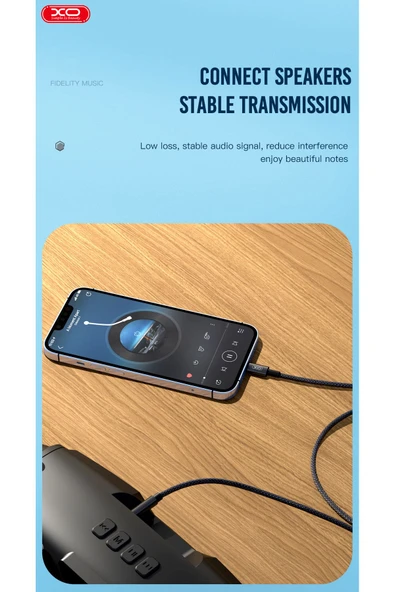 Xo 3.5mm Aux Ses Kablosu R211c,1 Metre Örgü Kaplama,araba Ve Kulaklık Uyumlu,hd Ses,dayanıklı Kablo - Resim 3