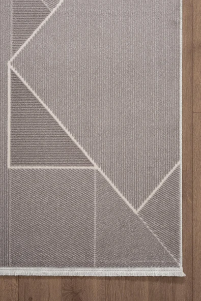 Leon LN002Z Antrasit Halı Modern Desen Pamuk Taban Akrilik Tozuaz Salon Yatak Odası Koridor Halısı 120 X 180 ANTRASIT - Resim 5