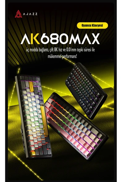 Coverzone Ajazz AK680 Max %68 Manyetik Switch, 3000mAh Batarya 8K Polling Rate Kablosuz RGB Klavye - 4