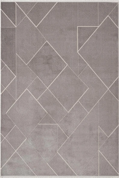Leon LN002Z Antrasit Halı Modern Desen Pamuk Taban Akrilik Tozuaz Salon Yatak Odası Koridor Halısı 120 X 180 ANTRASIT - Resim 2