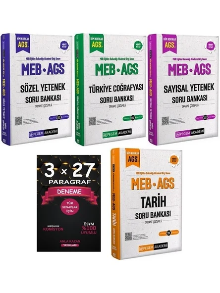 Pegem 2025 MEB-AGS Sayısal + Sözel Yetenek + Tarih + Türkiye Coğrafyası + Anka Paragraf 5 li Set - 2