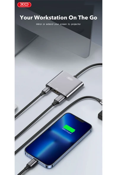 Xo Usb-c Dock Istasyonu,hub011,4k 30hz Hdmı,usb 3.0,100w Pd Şarj Desteği,5 Gbps Veri Aktarma - 6