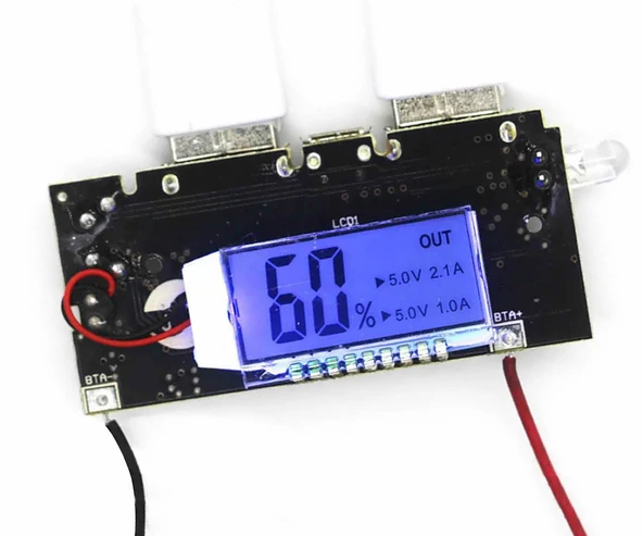 Powerbank Devresi Lcd Ekranlı 5V 1A Dual Usb Çıkış  Micro Usb Giriş Lityum Lion 18650 Pil Şarj Mobil Taşınabilir Güç Kaynağı Batarya Telefon - Resim 7