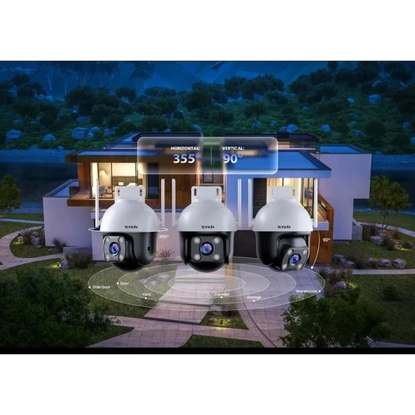 TENDA 4MP CH7 Kablosuz Outdoor Pan/Tilt IP Kamera - Resim 4