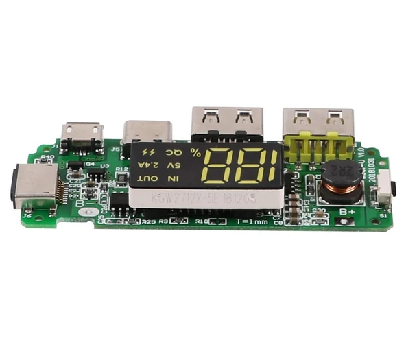 Powerbank Devresi Ekranlı 5V 2.4A Dual Usb Çıkış  Type C Micro Usb Giriş Lityum Lion 18650 Pil Şarj Mobil Taşınabilir Güç Kaynağı Batarya Telefon - Resim 5