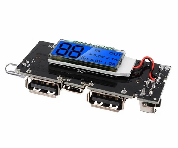 Powerbank Devresi Lcd Ekranlı 5V 1A Dual Usb Çıkış  Micro Usb Giriş Lityum Lion 18650 Pil Şarj Mobil Taşınabilir Güç Kaynağı Batarya Telefon - Resim 3