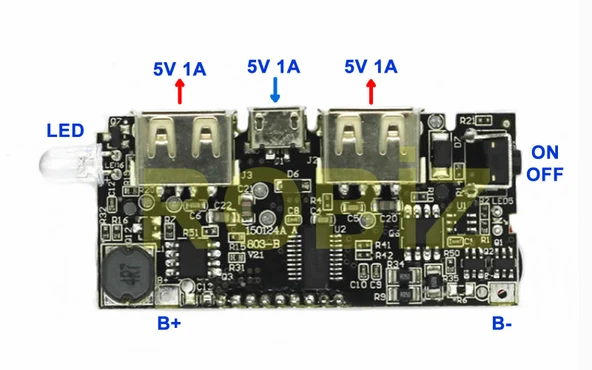Powerbank Devresi Lcd Ekranlı 5V 1A Dual Usb Çıkış  Micro Usb Giriş Lityum Lion 18650 Pil Şarj Mobil Taşınabilir Güç Kaynağı Batarya Telefon - Resim 8