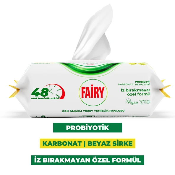 Fairy Çok Amaçlı Yüzey Temizleme Mendili 100 Yaprak | Limon Yağlı | Beyaz Sirke Karbonat - 2