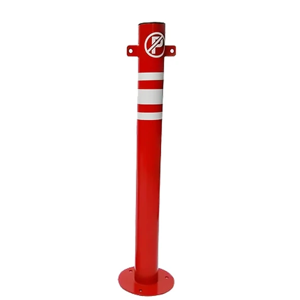 Otopark Zincir Bariyer Metal Duba Demir Sabit Baba Metal Park Bariyeri 75 cm Kırmızı - 3
