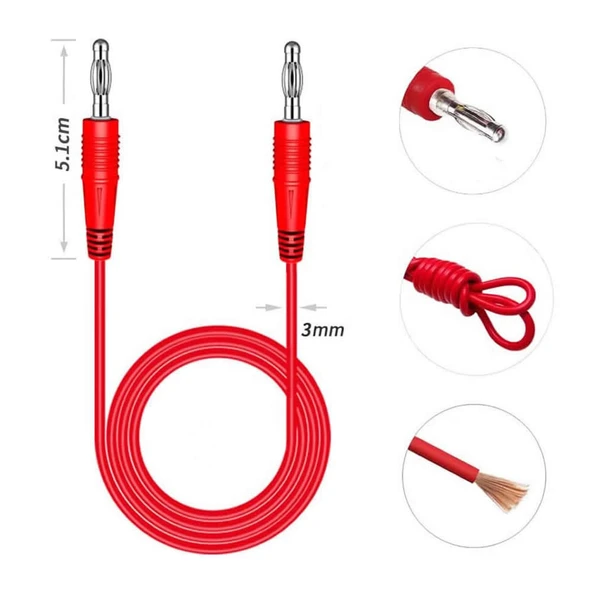 8A Banana Banana Kablo Çifti 1 Metre  Yüksek Akım Probu Multimetre Güç Kaynağı Test Ölçme Kablosu İletken Metal Tel - 8