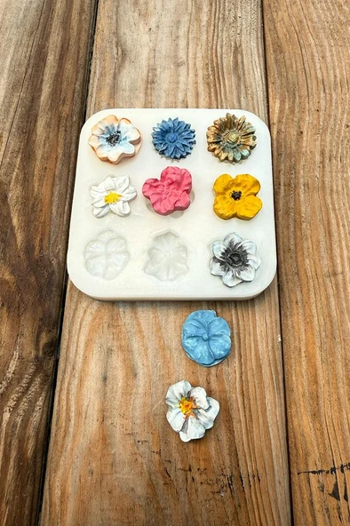 Çiçek Süsleme Set 1 Dokuzlu Silikon Mum Kalıbı - Resim 2