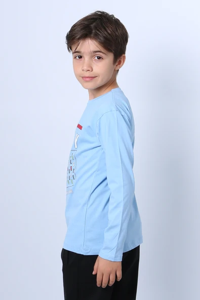 ERKEK ÇOCUK UZUN KOLLU TSHİRT STAY TRUE BASKILI 4 MEVSİM BİSİKLET YAKA E29 - 4