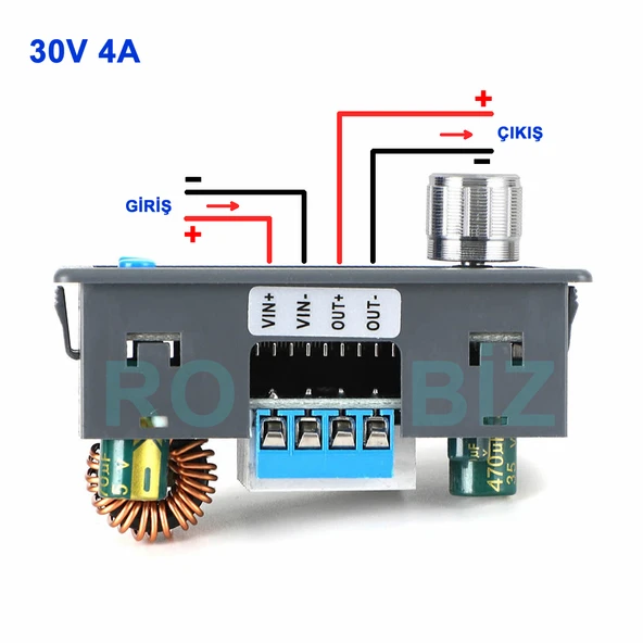 ZK-4KX Voltaj Akım Ayarlı Güç Kaynağı Voltmetre ve Ampermetre Göstergeli  5-30V 4A Voltaj Düşürücü Besleme Panel Tip Kutulu Step-Down Test Elektronik Devre - Resim 7