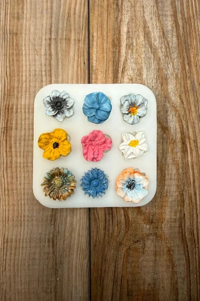 Çiçek Süsleme Set 1 Dokuzlu Silikon Mum Kalıbı - Resim 4