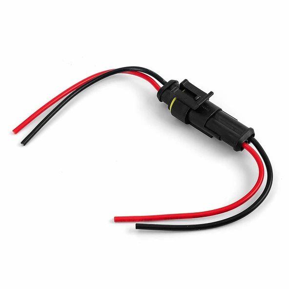 2 Pin Kablolu Su Geçirmez Konnektör Çift  IP65 200mm Kilitli Erkek Dişi Kolay Bağlantı Soketi Elektrikli Bisiklet Scooter Motor Araba Yat Karavan - 2