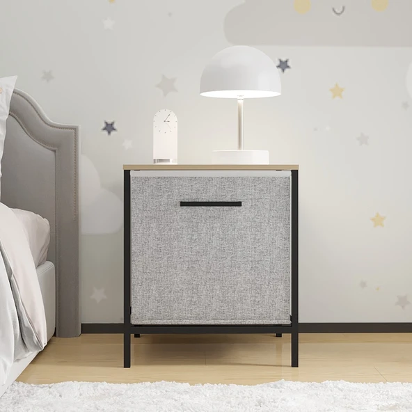 Çocuk Dolap 1 Çekmeceli Komodin Sehpa Gri 1597 - 2