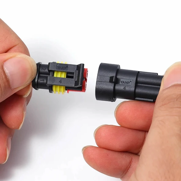 2 Pin Kablolu Su Geçirmez Konnektör Çift  IP65 200mm Kilitli Erkek Dişi Kolay Bağlantı Soketi Elektrikli Bisiklet Scooter Motor Araba Yat Karavan - 3