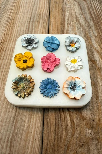 Çiçek Süsleme Set 1 Dokuzlu Silikon Mum Kalıbı - Resim 3