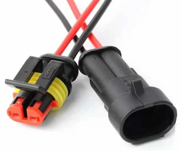 2 Pin Kablolu Su Geçirmez Konnektör Çift  IP65 200mm Kilitli Erkek Dişi Kolay Bağlantı Soketi Elektrikli Bisiklet Scooter Motor Araba Yat Karavan - 5