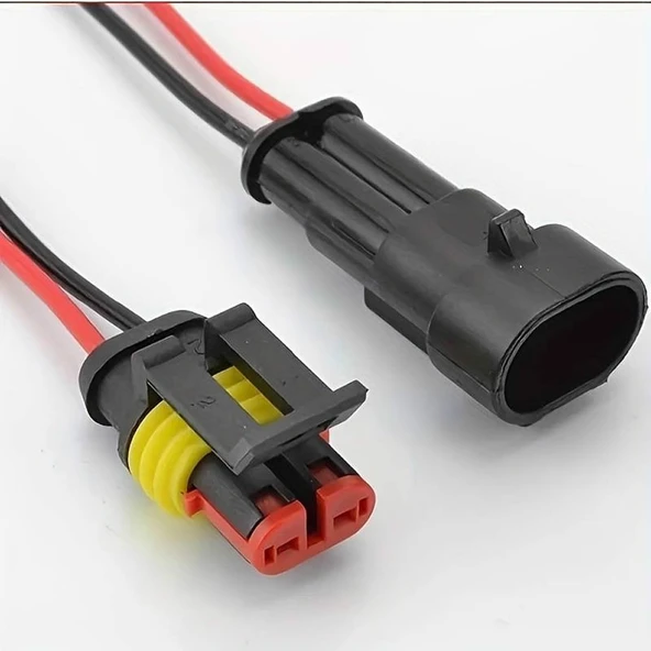 2 Pin Kablolu Su Geçirmez Konnektör Çift  IP65 200mm Kilitli Erkek Dişi Kolay Bağlantı Soketi Elektrikli Bisiklet Scooter Motor Araba Yat Karavan - 4
