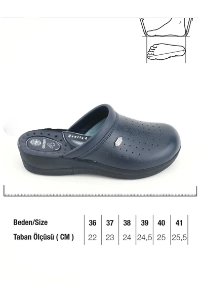 Gezer Sabo Terlik 4 Nokta Destekli Ortopedik Hemşire Aşçı Terliği Lacivert - 3
