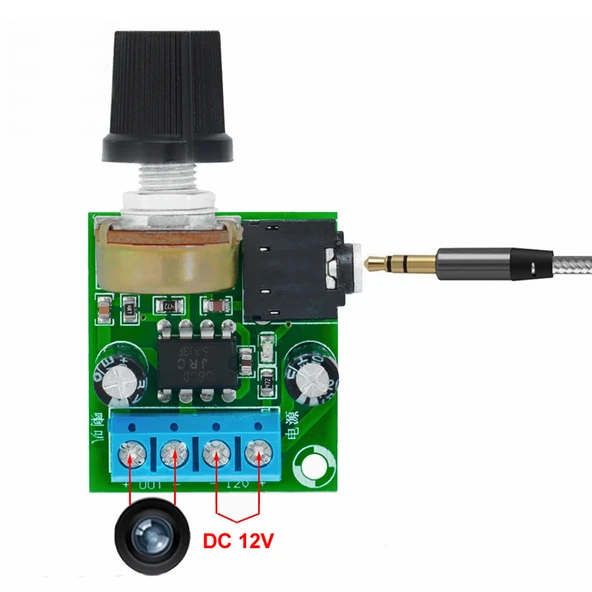 LM386 Ses Kuvvetlendirici Modül  DC 5V / 12V Mono Ayarlanabilir Ses Yükseltici Mikrofon Amfi Amfilikatör - Resim 2