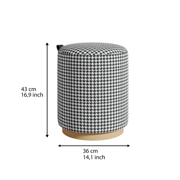 Macaria Puf, Oturma Odası, Antre Puf, Beyaz-Siyah, Gold Metal Ayak - 5