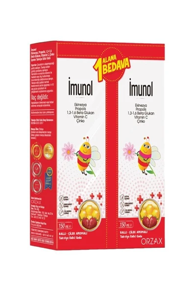 İmunol Ballı Çilek Aromalı Şurup 150 ml - 1 Alana 1 Bedava