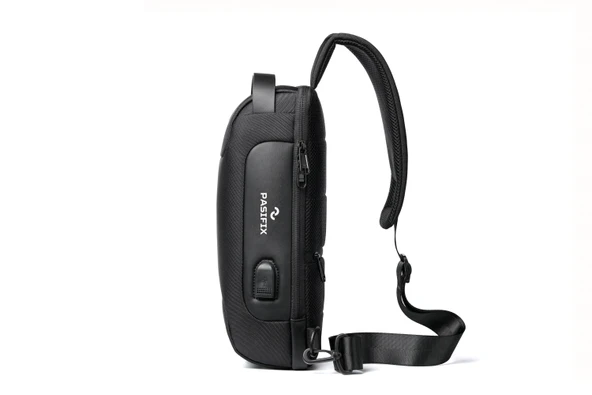 Pasifix 9530 Usb Sarj Portlu Ve Kilitli Omuz ve Göğüs Çantası Siyah - 2