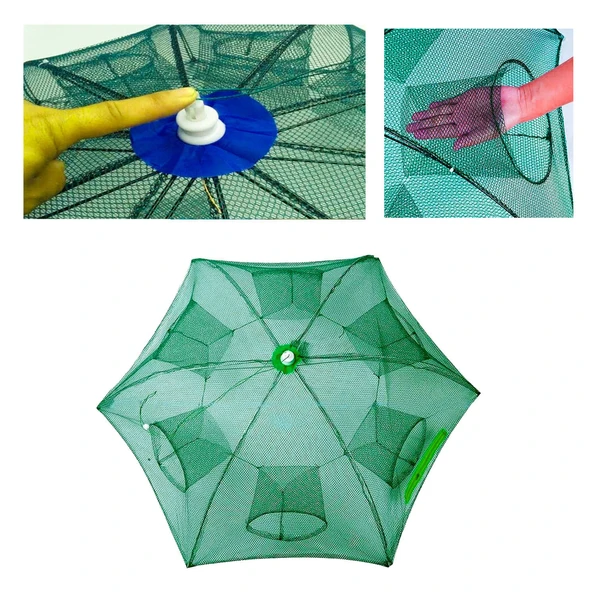Şemsiye Balık Tuzağı 2 Adet 6 Göz Yengeç Kuş Balık Yakalama Tuzağı - 4