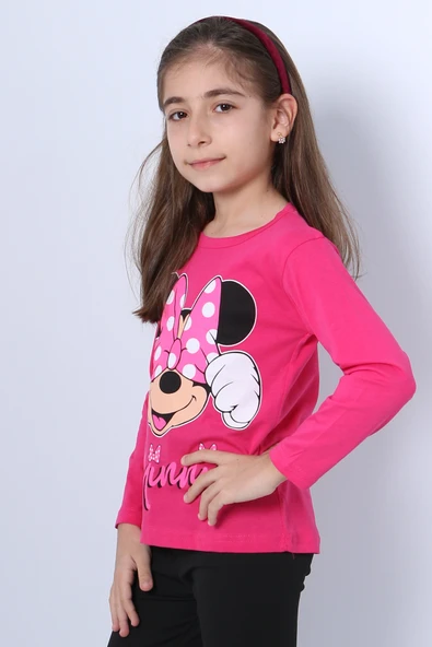 KIZ ÇOCUK UZUN KOLLU TSHİRT 4 MEVSİM BASKILI BİSİKLET YAKA C43 - Resim 2