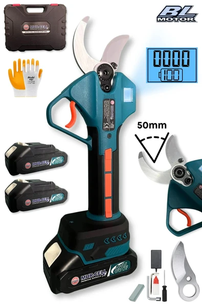 Profesyonel Dijital Şarjlı Dal Budama Makinesi Çift Akü, 10Pilli, Çanta ve Yedek Bıçak Hediyeli Set