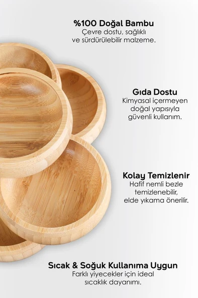 Bambu Ahşap Sosluk ve Çerezlik – 10 cm - 3