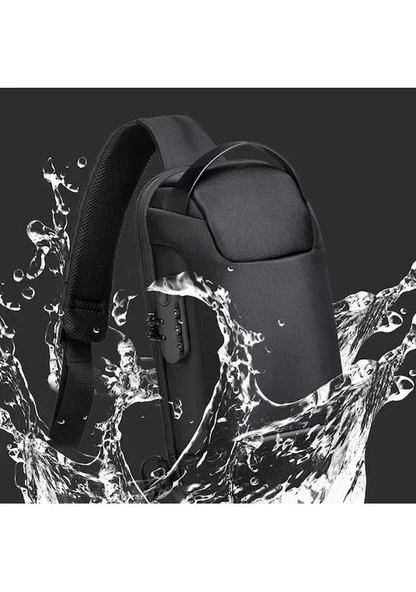 Pasifix 9530 Usb Sarj Portlu Ve Kilitli Omuz ve Göğüs Çantası Siyah - 4