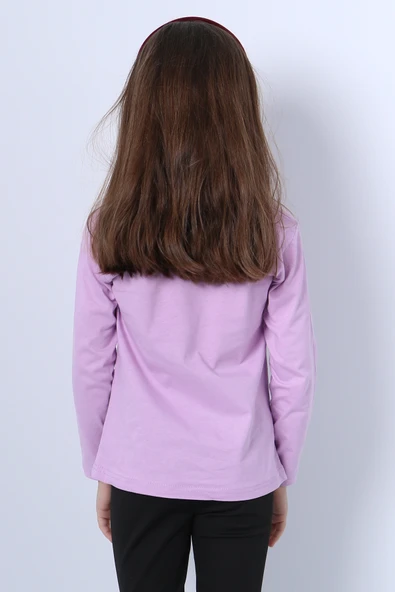 KIZ ÇOCUK UZUN KOLLU TSHİRT 4 MEVSİM BASKILI BİSİKLET YAKA C43 - Resim 10