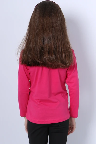 KIZ ÇOCUK UZUN KOLLU TSHİRT 4 MEVSİM BASKILI BİSİKLET YAKA C43 - Resim 5