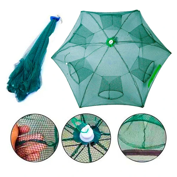 Şemsiye Balık Tuzağı 2 Adet 6 Göz Yengeç Kuş Balık Yakalama Tuzağı - 3