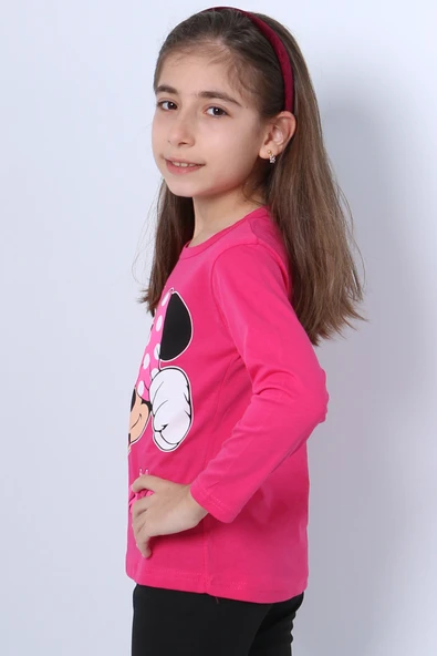 KIZ ÇOCUK UZUN KOLLU TSHİRT 4 MEVSİM BASKILI BİSİKLET YAKA C43 - Resim 4