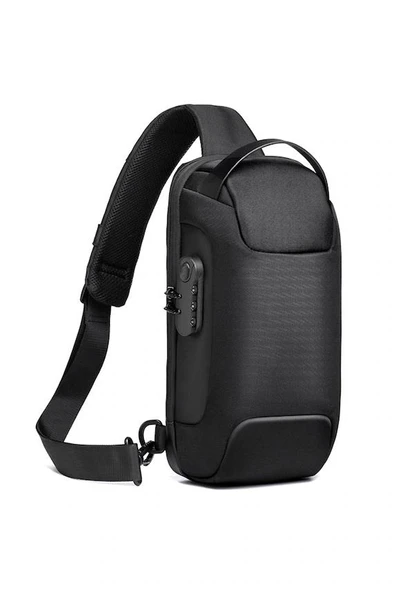 Pasifix 9530 Usb Sarj Portlu Ve Kilitli Omuz ve Göğüs Çantası Siyah