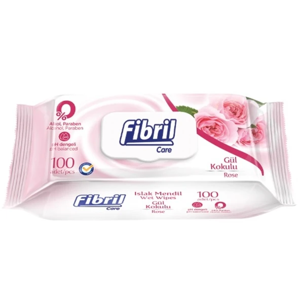 Fibril Islak Havlu Mendil 100 Yaprak Gül Plastik Kapaklı Tekli Pk - 1