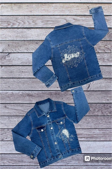 Kız Çocuk Taş Askılı Kot Ceket 8/12 Yaş