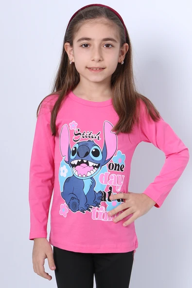 KIZ ÇOCUK UZUN KOLLU TSHİRT 4 MEVSİM BİSİKLET YAKA KARAKTER BASKILI C34 - Resim 2