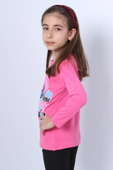 KIZ ÇOCUK UZUN KOLLU TSHİRT 4 MEVSİM BİSİKLET YAKA KARAKTER BASKILI C34 - Resim 5