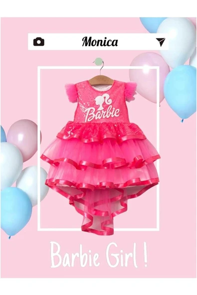 Barbie Baskılı Kız Elbise 1/4 yaş - 2