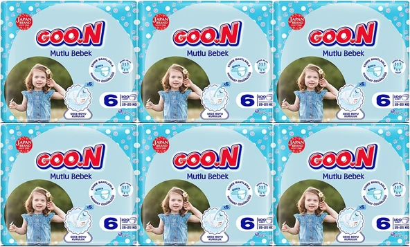 Goon Mutlu Bebek Bebek Bezi Beden:6 (15-25KG) Extra Large 600 Adet Ekstra Fırsat Pk