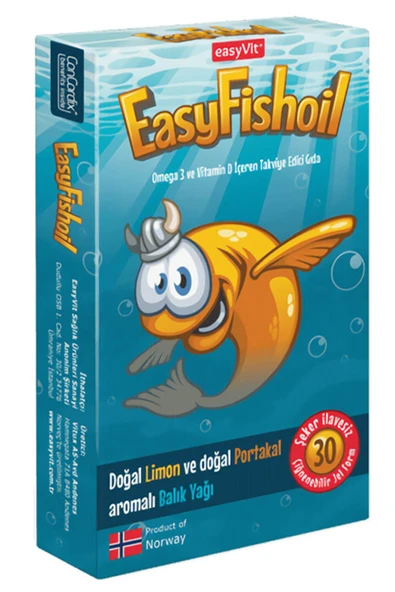 EasyFishoil Omega 3 ve Vitamin D İçeren Takviye Edici Gıda 45 gr